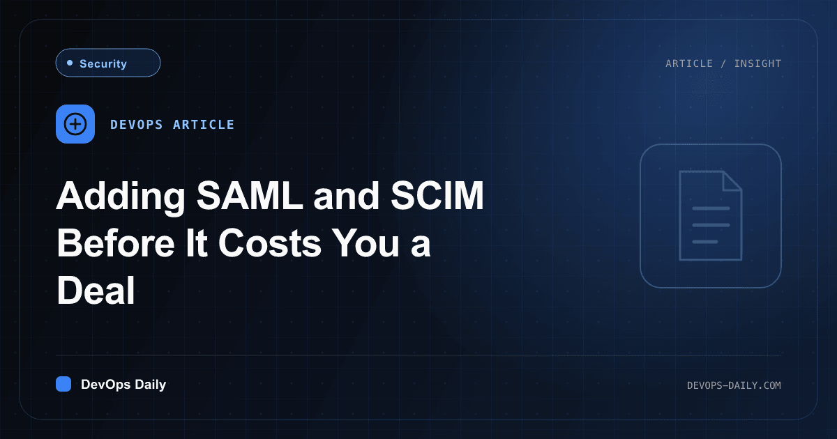 Adding SAML and SCIM Before It Costs You a Deal
