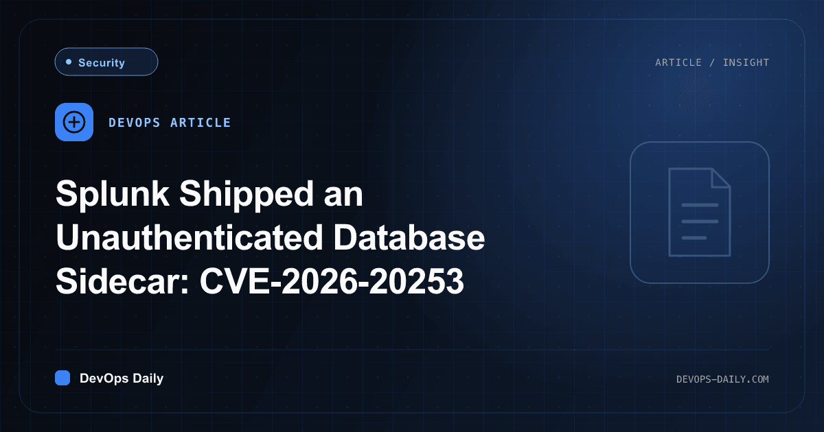 Splunk Shipped an Unauthenticated Database Sidecar: CVE-2026-20253